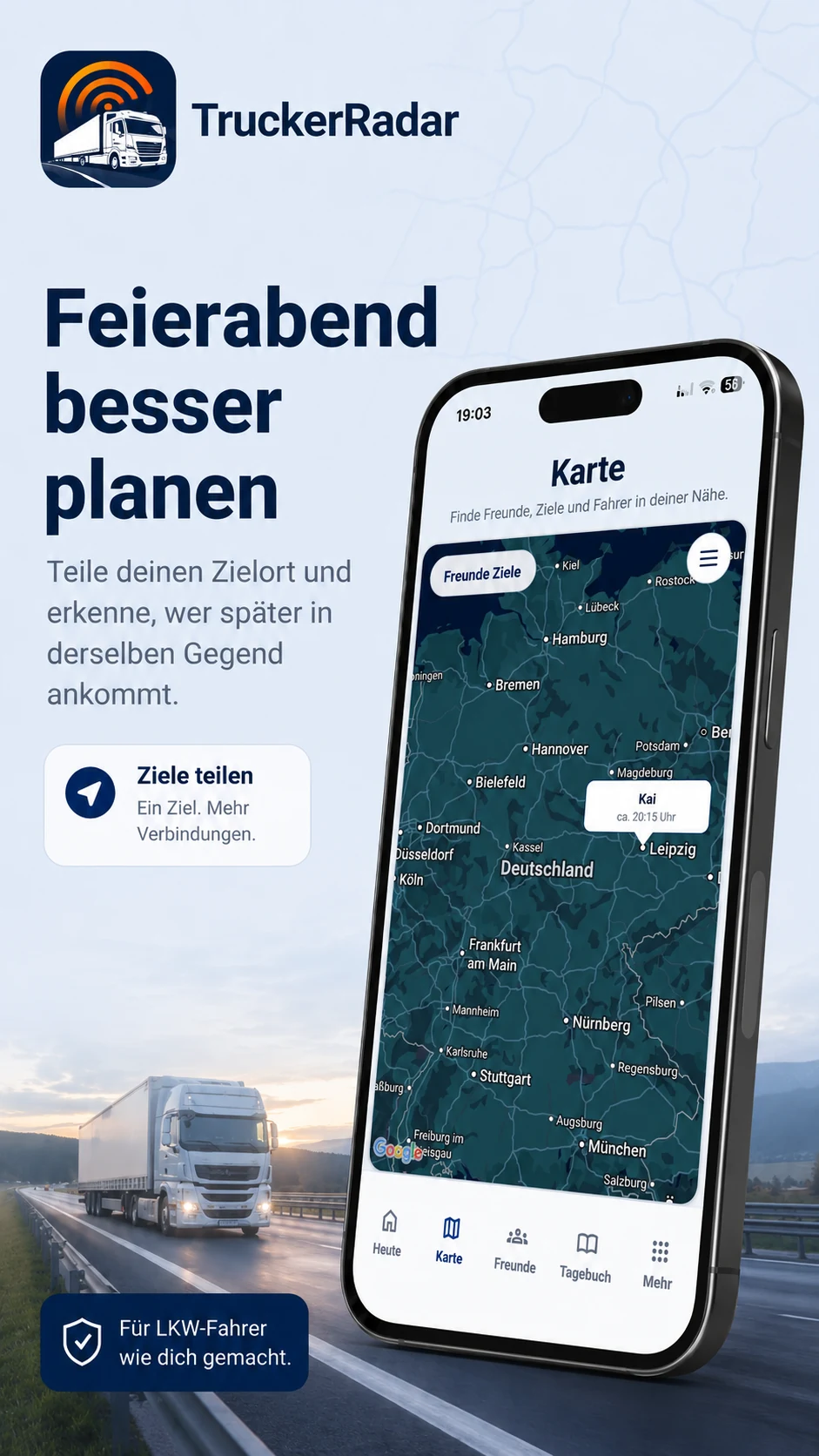 Ziel- und Feierabendorte in TruckerRadar
